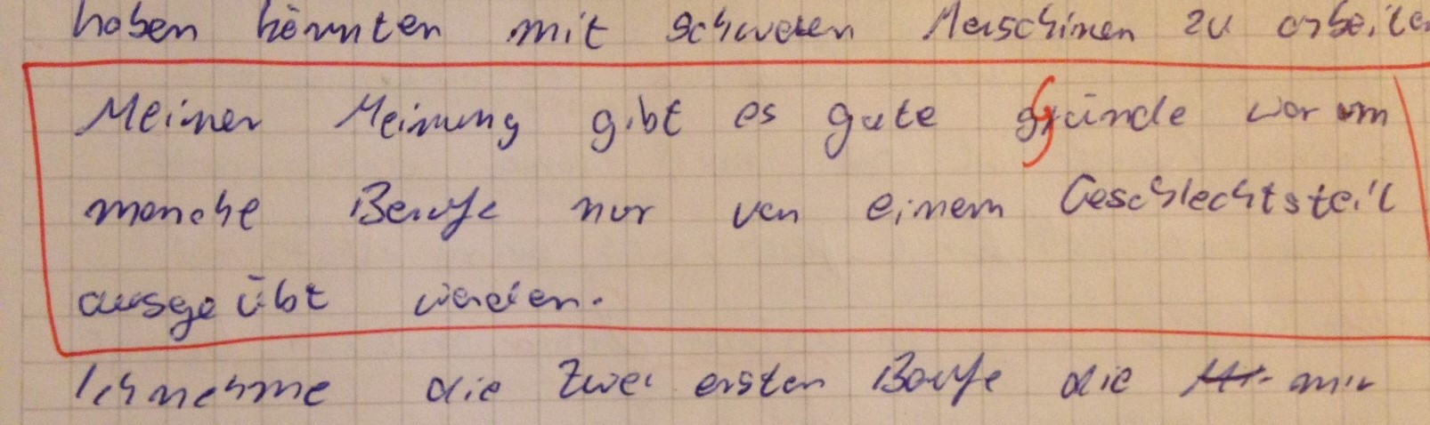 Meiner Meinung gab gibt es gute Gr&uuml;nde, warum manche Berufe nur von einem Geschlechtsteil ausge&uuml;bt werden.