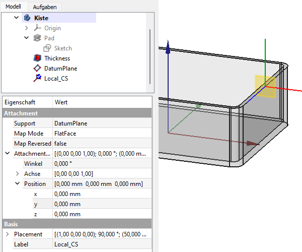 Screenshot Bezugskoordinatensystem