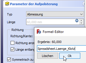 Screenshot Extrusion L&auml;ngeneingabe