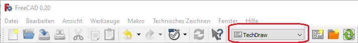 TechDraw starten in der Menüleiste TechDraw starten in der Menüleiste