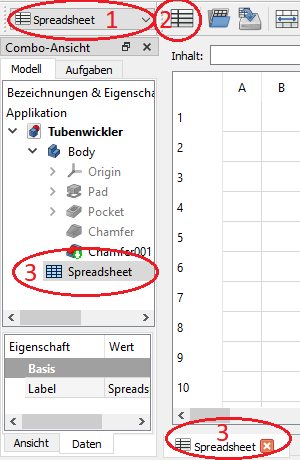 Screenshot Tabelle &ouml;ffnen