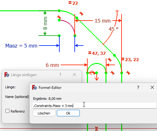 Stabiler bemaßte Skizze Screenshot der stabilen Skizze